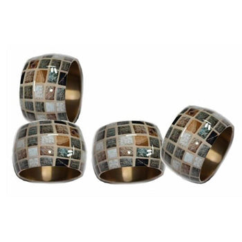 Kit com 4 Anéis para Guardanapo Dourado com Revestimento de Pastilhas Coleção Mesa posta> Anéis para guardanapo- Kit com 4 Anéis para Guardanapo Dourado com Revestimento de Pastilhas Design & Casa 