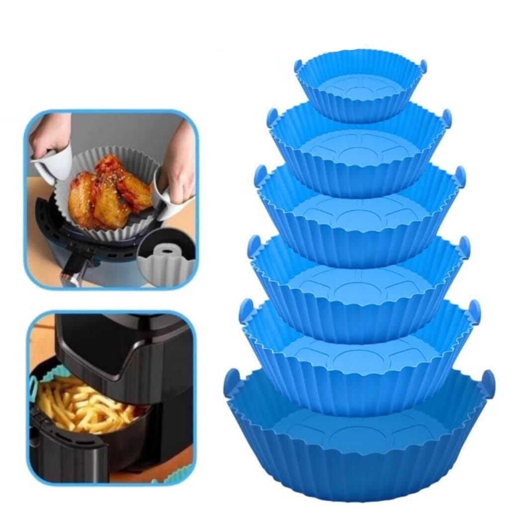 Kit com 6 Forma De Silicone Para Airfryer Antiaderente Kit com 6 Forma De Silicone Para Airfryer Antiaderente Design & Casa 