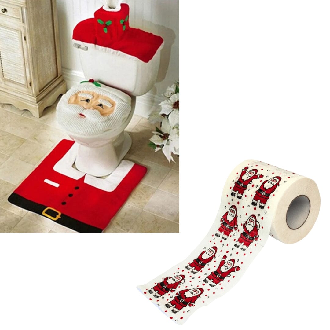 Kit de Decoração de Natal para Banheiro Kit de Decoração de Natal para Banheiro - Coleção Natal Design & Casa Papai Noel + Papel Higiênico 