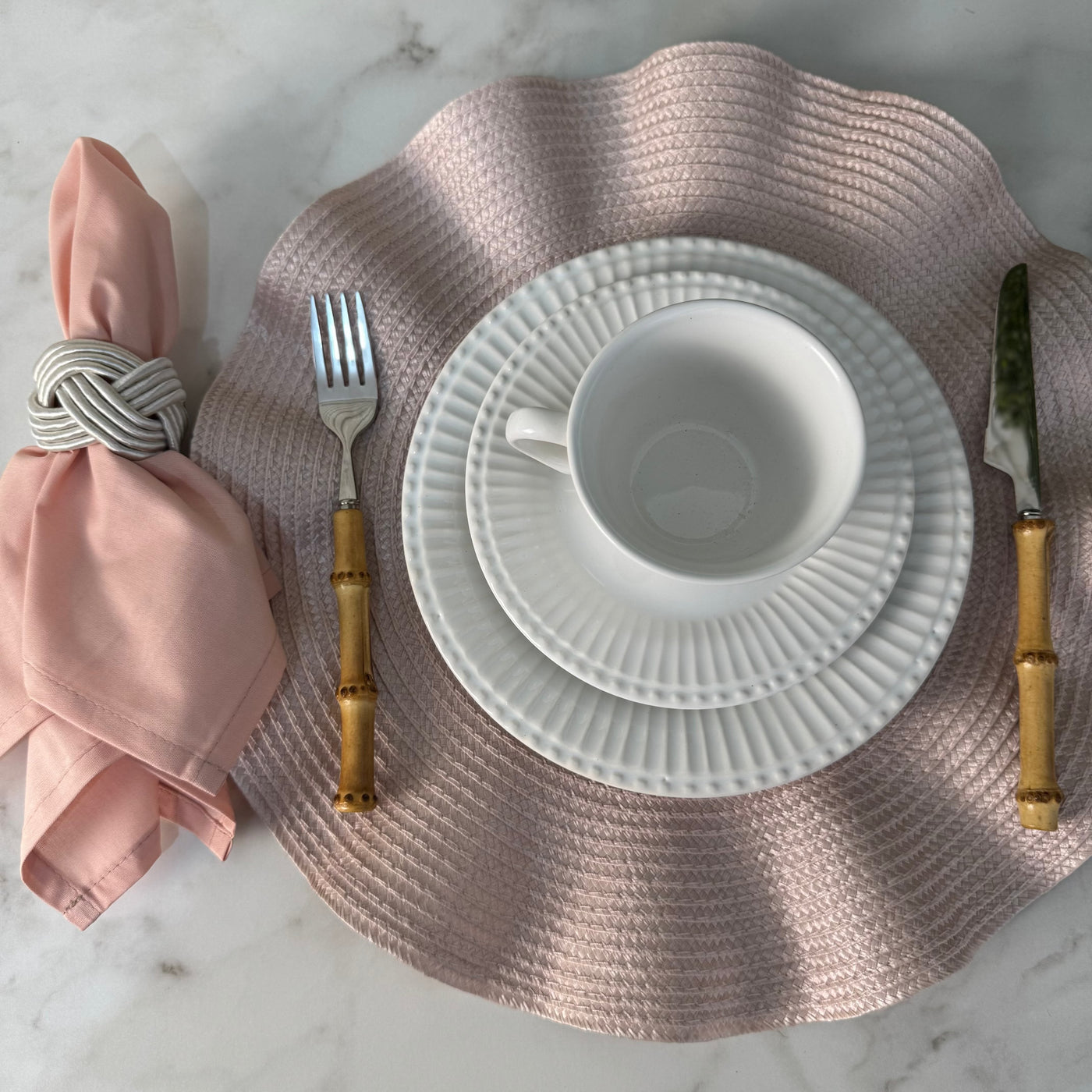Kit Elegance Mesa Posta 4 Lugares | Jogo Americano + Anel + Guardanapo Tecido Design & Casa 