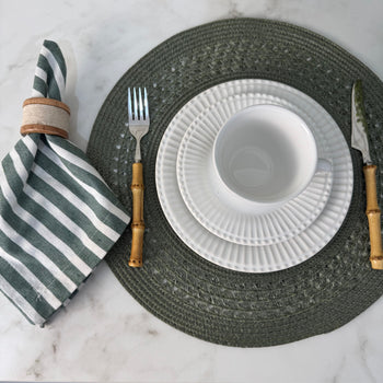 Kit Elegance Mesa Posta 4 Lugares | Jogo Americano + Anel + Guardanapo Tecido Design & Casa 