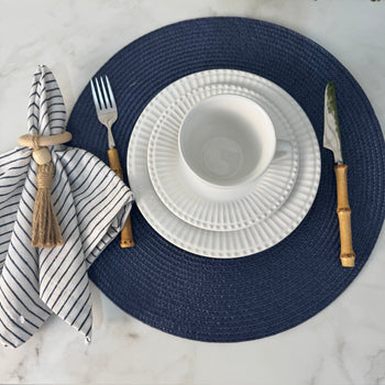 Kit Elegance Mesa Posta 4 Lugares | Jogo Americano + Anel + Guardanapo Tecido Design & Casa 