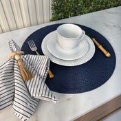 Kit Elegance Mesa Posta 4 Lugares | Jogo Americano + Anel + Guardanapo Tecido Design & Casa Azul 