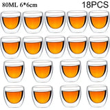Kit Mini Copos e Xícaras de Vidro Parede Dupla Kit Mini Copos e Xícaras de Vidro Parede Dupla LightHousi Copo 80ml 18uni. 