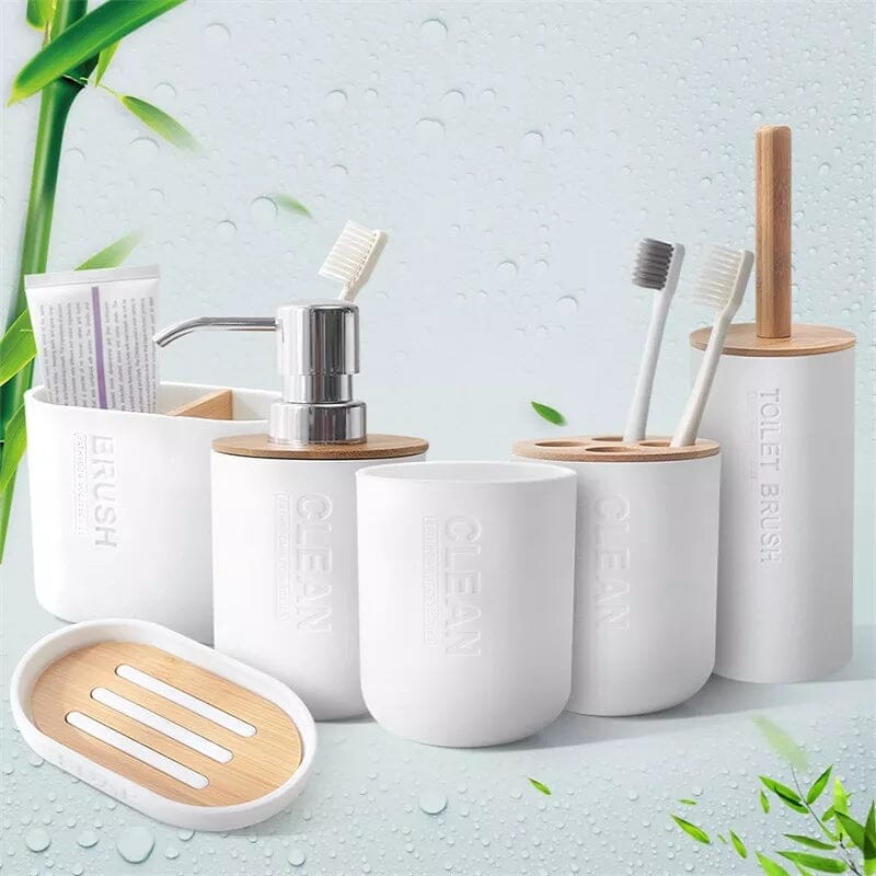 Kit para Banheiro Bambu Branco - Diversas Peças Kit para Banheiro Bambu Branco - Diversas Peças Design & Casa 