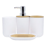 Kit para Banheiro Bambu Branco Luxo - 6 Peças Kit para Banheiro Bambu Branco - Diversas Peças - Coleção Banheiro Design & Casa Branco 4 Peças 