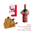 Kit Petiscos - Tábua de Frios 3pcs + Capa para Vinho + Bomboniere Presente Tábua de Carne com Decoração Natalina Design & Casa 