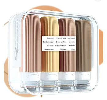 Kit Portáteis Silicone Porta Shampoo 90ml - Travel Easy Design & Casa 