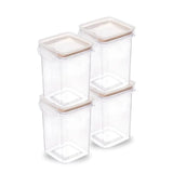 Kit Pote Hermético 830ml 4 unidades Pote Hermético Trava Mais Cristal Retangular 2,6 L Design & Casa 