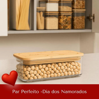 Kit Pote Hermético Bambu 530ml | Leve 4, Pague 3 | Dia dos Namorados Coleção Pote Hermético- Kit Pote Hermético Bambu 530ml | Leve 4, Pague 3 Design & Casa 