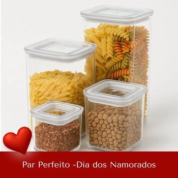 Kit Potes Herméticos Modo | Leve 4, Pague 3 | Dia dos Namorados Coleção Potes Organizadores- Kit Potes Herméticos Modo | Leve 4, Pague 3 Design & Casa 