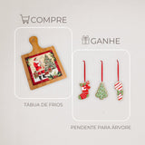 Kit Tábua de Frios com Decoração Natalina + Pendente para Árvore de Natal Tábua de Carne com Decoração Natalina Design & Casa 