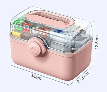 Large Capacity Family Medicine Organizer Box Portable First Aid Kit Medicine Storage Boxes Organizers Plastic Organizing Home Design & Casa Pink-L 