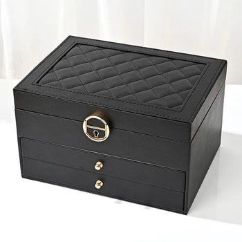 Large Jewelry Storage Box Multi-Layer Organizer For Jewelry Necklace Earring Leather Jewellery Storage Packaging Display Boxes Design & Casa black 