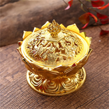 Lotus Flower Incense Burner Buddhism Buddha Holder Brass Mini Sandalwood Censer Incense Metal Craft Home Decoration Design & Casa 