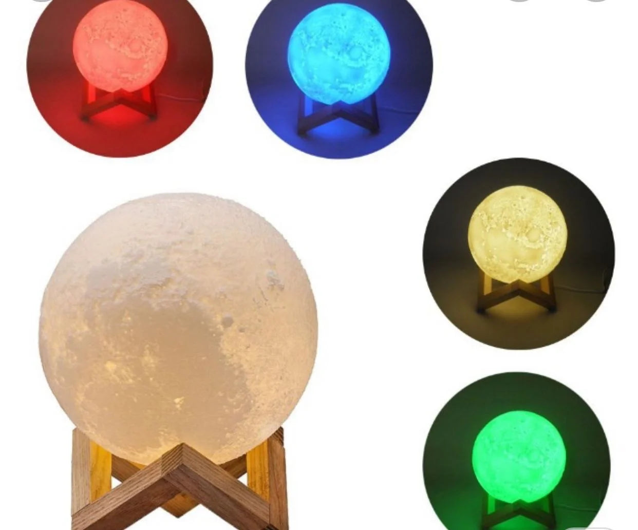 Luminária 3D Lua Cheia Abajur LED Decoração USB RGB Luminária 21 - Luminária 3D Lua Cheia Abajur LED Decoração USB RGB Design & Casa 16 Cores (Controle Remoto) 