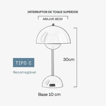 Luminária Led de Mesa Modelo Cogumelo Luminária Led de Mesa Modelo Cogumelo Design & Casa 