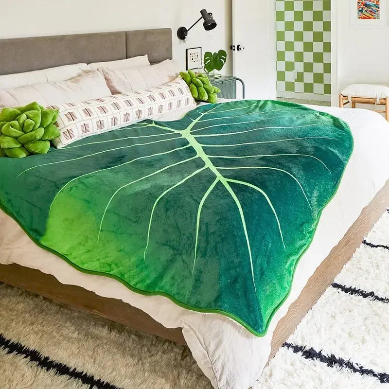 Manta Macia em Forma De Folha Grande para Decoração de Sofá e Cama Coleção Decoração - Manta Macia em Forma De Folha Grande para Decoração de Sofá e Cama Design & Casa 