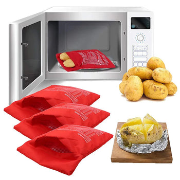 Microwave Potato Bag Reusable Express Microwave Potato Cooker Bag Baked Potato Cooker Perfect Potatoes 4 Minutes Red Baked Pouch Design & Casa 