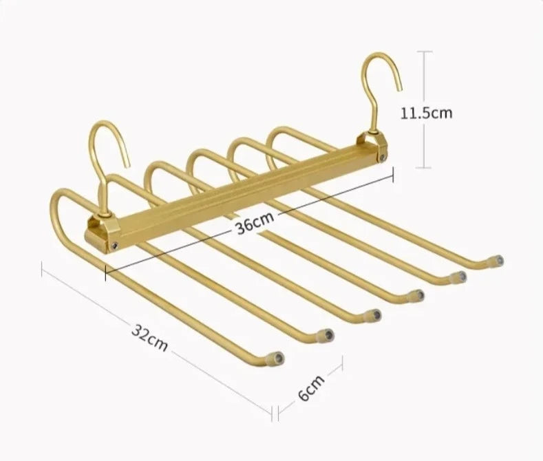 Multi-function Magic Pants Hangers,Rotatable Folding Aluminum Alloy Trouser Hanger,Non-Slip 6 in 1 Rack for Home Travel Dorm Design & Casa 