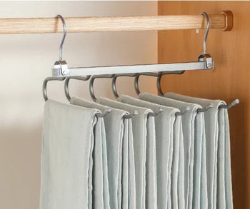 Multi-function Magic Pants Hangers,Rotatable Folding Aluminum Alloy Trouser Hanger,Non-Slip 6 in 1 Rack for Home Travel Dorm Design & Casa Light Grey 6 Layers CHINA