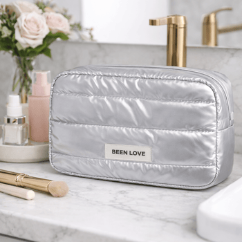 Necessaire Organizadora de Maquiagem Impermeável para Viagem - Prateada Metálica Design & Casa 