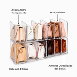 Organizador de Bolsas em Acrílico Com 3 Divisórias | Bolsas M Coleção Organização - Organizador De Acrílico Com Divisórias Para Bolsas LightHousi 