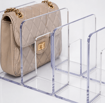 Organizador de Bolsas em Acrílico Com 3 Divisórias | Bolsas M Coleção Organização - Organizador De Acrílico Com Divisórias Para Bolsas LightHousi 