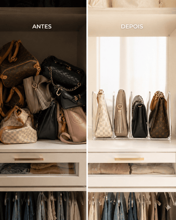 Organizador de Bolsas em Acrílico Com Divisórias Coleção Organização - Organizador De Acrílico Com Divisórias Para Bolsas LightHousi 