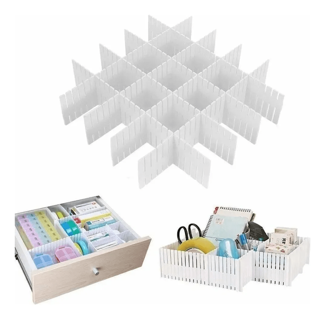 Organizador de Gaveta Multiuso com Divisórias Encaixáveis Grande 4 Peças Coleção Organizadores de Gaveta- Organizador de Gaveta Multiuso com Divisórias Encaixáveis Grande 4 Peças Design & Casa 