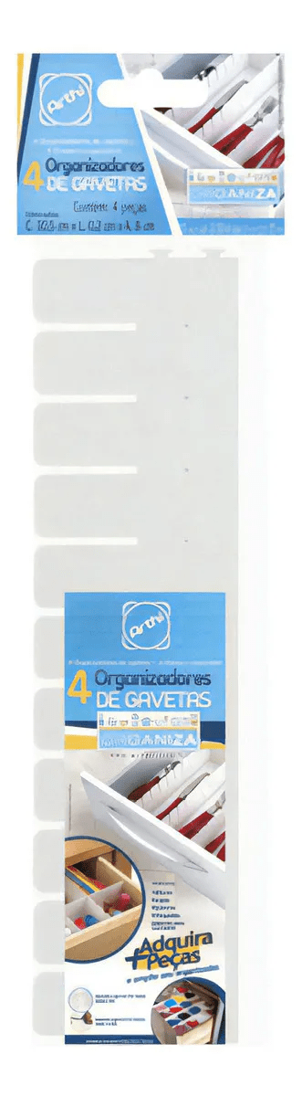 Organizador de Gaveta Multiuso com Divisórias Encaixáveis Médio 4 Peças Coleção Organizadores de Gaveta- Organizador de Gaveta Multiuso com Divisórias Encaixáveis Médio 4 Peças Design & Casa 