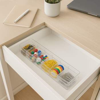Organizador De Gavetas Com Divisórias Cristal Multiúso 2L Coleção Organizadore Multiuso- Organizador De Gavetas Com Divisórias Cristal Multiúso 2L Design & Casa 