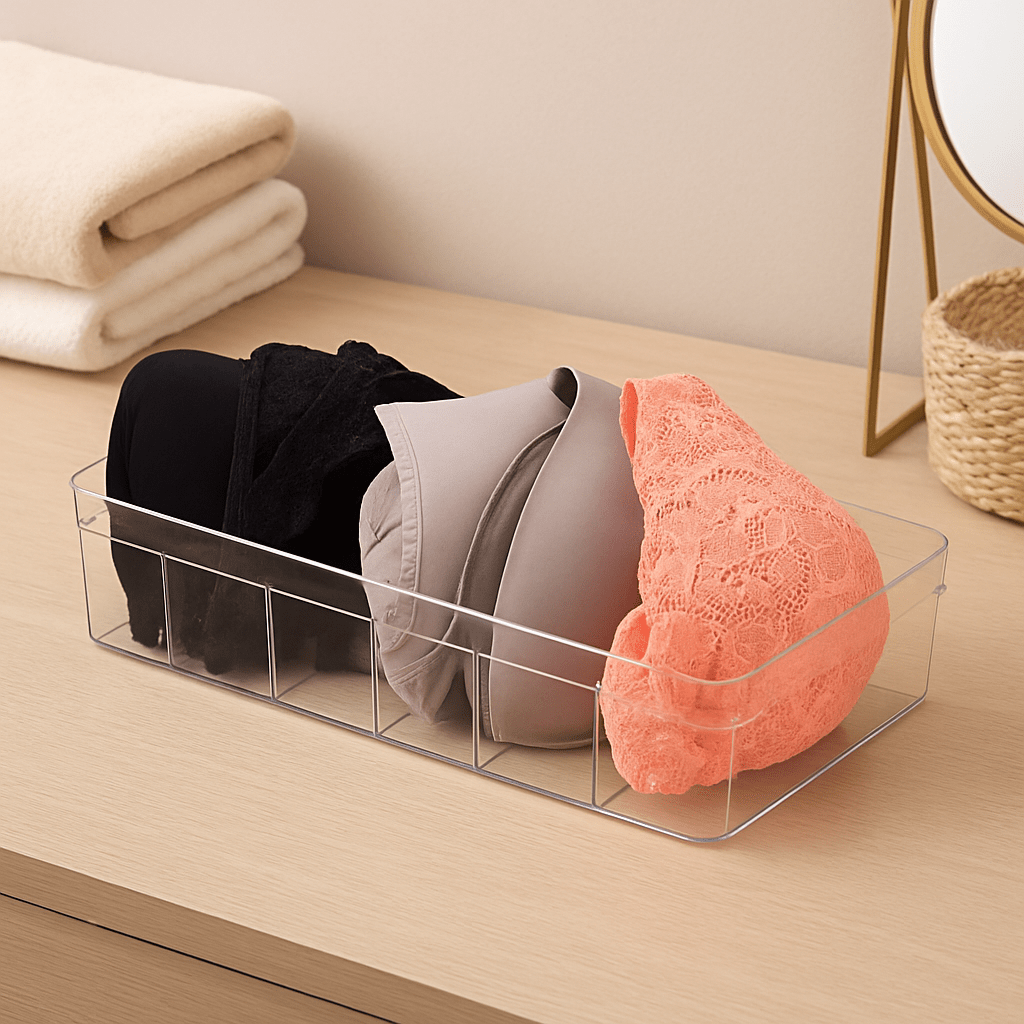 Organizador De Gavetas Com Divisórias Cristal Multiúso 4,3L Coleção Organizadores- Organizador De Gavetas Com Divisórias Cristal Multiúso 4,3L Design & Casa 