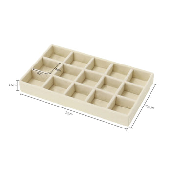 Organizador de Joias para Gaveta Veludo Design & Casa Beige 15 grids 