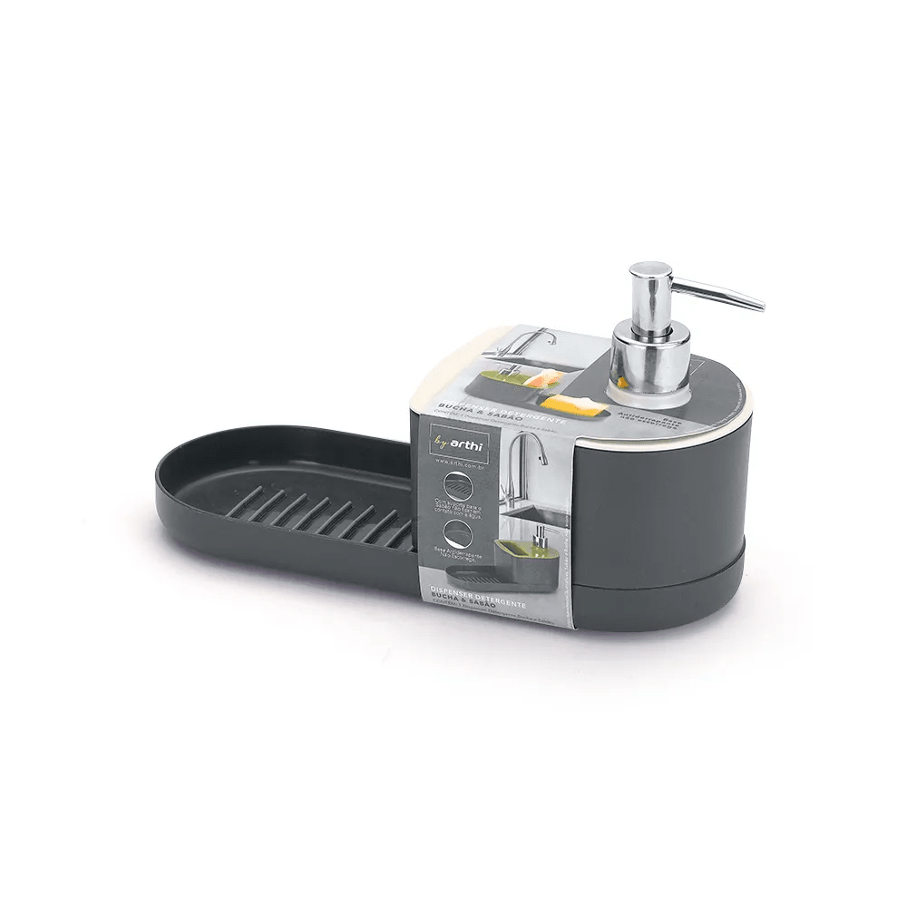 Organizador de Pia com Dispenser de Detergente e Suporte para Esponjas Coleção Cozinha- Organizador de Pia com Dispenser de Detergente e Suporte para Esponjas Design & Casa 