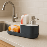 Organizador de Pia com Dispenser de Detergente e Suporte para Esponjas Coleção Cozinha- Organizador de Pia com Dispenser de Detergente e Suporte para Esponjas Design & Casa 
