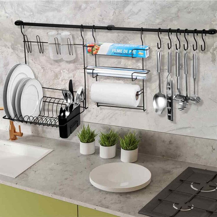 Organizador de Utensílios Com Escorredor de Louça Cromado Organizador de Utensílios Com Escorredor de Louça Cromado Design & Casa 