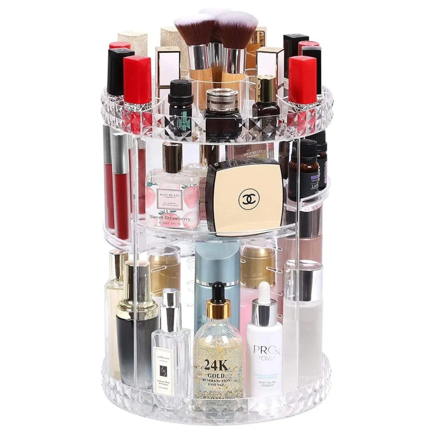 Organizador Maquiagem Acrílico Giratório 360° Coleção Organizadores de Maquiagem- Organizador Maquiagem Acrílico Giratório 360° Design & Casa 