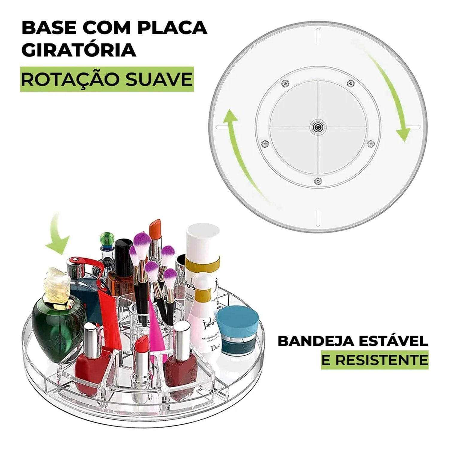 Organizador Maquiagem Acrílico Giratório 360° Coleção Organizadores de Maquiagem- Organizador Maquiagem Acrílico Giratório 360° Design & Casa 