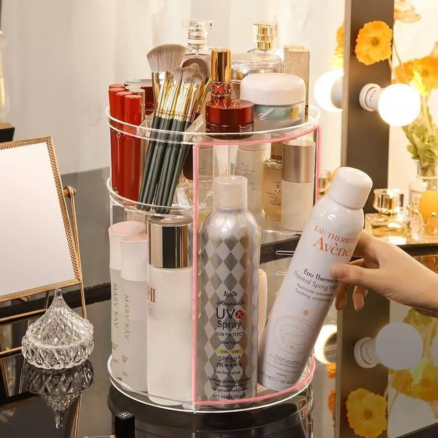 Organizador Maquiagem Acrílico Giratório 360° Coleção Organizadores de Maquiagem- Organizador Maquiagem Acrílico Giratório 360° Design & Casa 