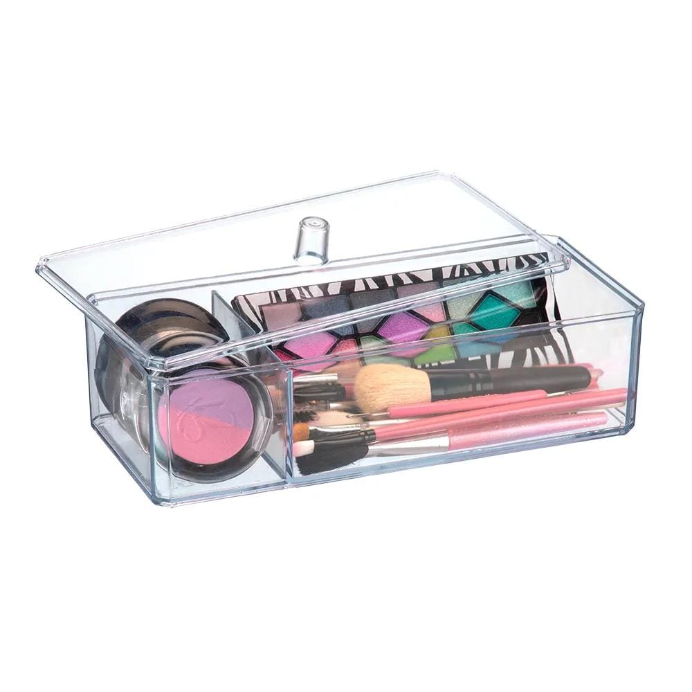 Organizador Para Maquiagem Com Tampa e Divisória Acrílico Coleção Organizadores de Maquiagem- Organizador Para Maquiagem Com Tampa e Divisória Acrílico Design & Casa 