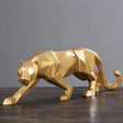 Panther Statue Animal Figurine Abstract Geometric Style Resin Leopard Sculpture Home Office Desktop Decoration Crafts Design & Casa Gold 17 Inch 