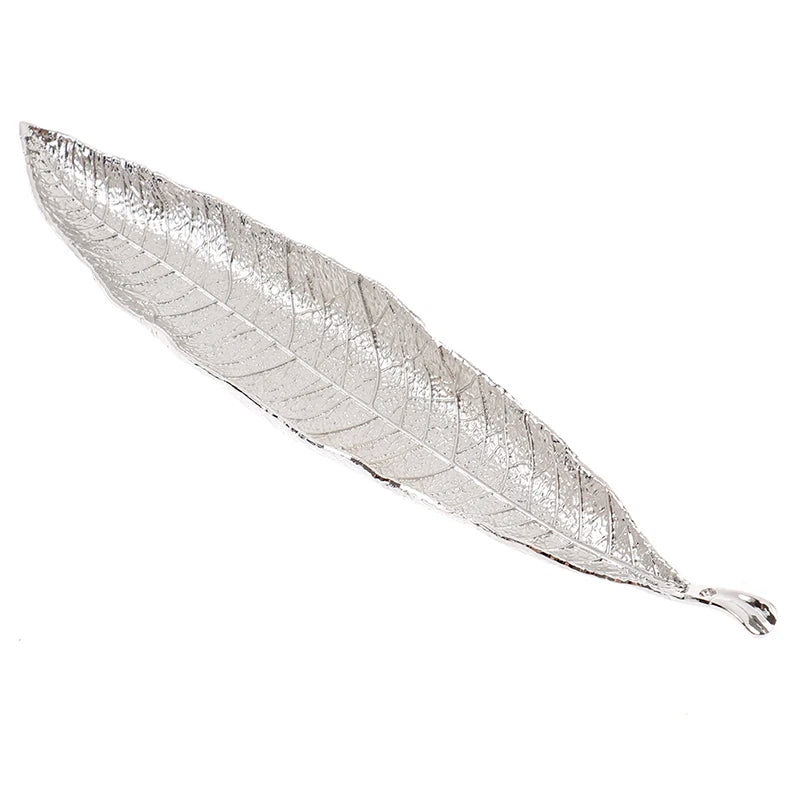 Porta Incenso e Decoração Folha Longa Metalizada Coleção Utilidades - Acessório em Formato Folha Longa como Porta Incenso e Decoração de Casa Design & Casa Prata 