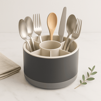 Porta-Talheres Com 7 Divisórias Antideslizante Coleção Cozinha- Porta-Talheres Com 7 Divisórias Antideslizante Design & Casa 