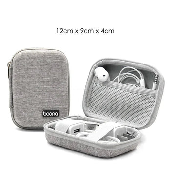 Portable Mini Hard Shell Digital Gadgets Storage Bag Artificial Leather Earphone Charger Case Data Cable U Disk Organizer Design & Casa A-Rectangle-Gray 