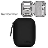 Portable Mini Hard Shell Digital Gadgets Storage Bag Artificial Leather Earphone Charger Case Data Cable U Disk Organizer Design & Casa Rectangle-Black-S 