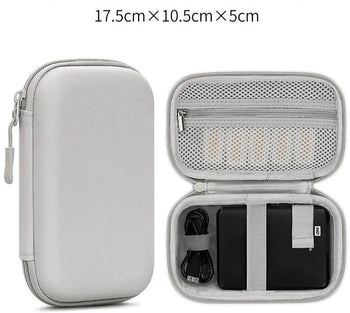 Portable Mini Hard Shell Digital Gadgets Storage Bag Artificial Leather Earphone Charger Case Data Cable U Disk Organizer Design & Casa Rectangle-Gray-L 