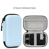 Portable Mini Hard Shell Digital Gadgets Storage Bag Artificial Leather Earphone Charger Case Data Cable U Disk Organizer Design & Casa Rectangle-Sky blue-L 