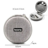 Portable Mini Hard Shell Digital Gadgets Storage Bag Artificial Leather Earphone Charger Case Data Cable U Disk Organizer Design & Casa Round-Grey 