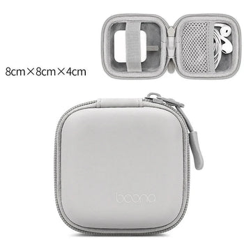 Portable Mini Hard Shell Digital Gadgets Storage Bag Artificial Leather Earphone Charger Case Data Cable U Disk Organizer Design & Casa Square-Gray-S 